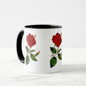 黒い信号器のマグを持つ赤いハイビスカス マグカップ (正面左)