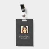 黒い偽の革 バッジ (Front with Clip)