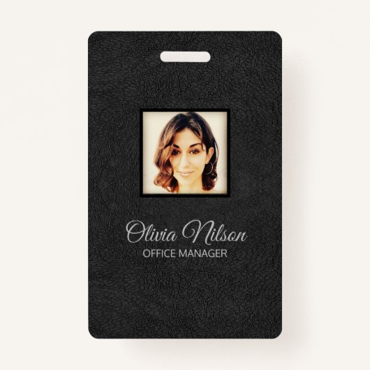 黒い偽の革 バッジ (正面)