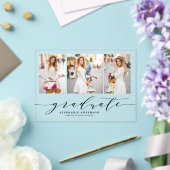 黒い優美な台本3枚の写真卒業 アクリル招待状 (インサイチュ (ウェディング))