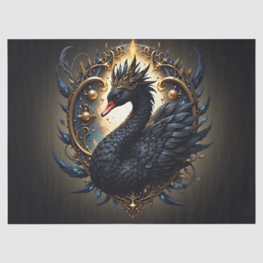 黒い優雅なスワン - ダークファンタジー 薄葉紙 (正面)