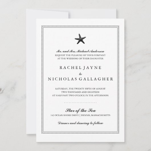 黒い優雅なヒトデ | 結婚s 招待状 (正面)