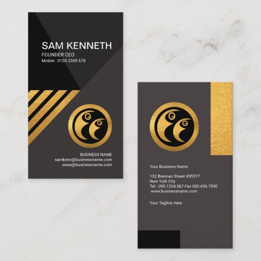 黒い優雅のフェイクな金ゴールドCEOの創設者 名刺 (正面/裏面)