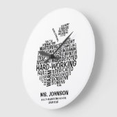 黒い先生の感謝Typograhy Apple ラージ壁時計 (傾斜)