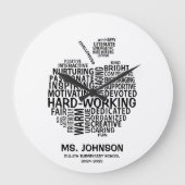 黒い先生の感謝Typograhy Apple ラージ壁時計 (正面)