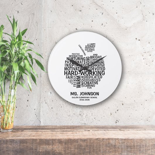 黒い先生の感謝Typograhy Apple ラージ壁時計