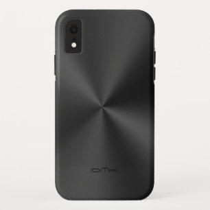 黒い光沢があるフェイクなステンレス鋼の一見のモノグラム iPhone XRケース
