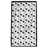 黒い光沢のあるハートかわいいロマンチックなパターン スモールペーパーバッグ (正面)