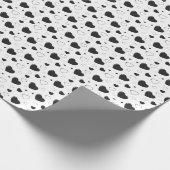 黒い光沢のあるハートかわいいロマンチックなパターン ラッピングペーパー (角)