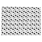 黒い光沢のあるハートかわいいロマンチックなパターン ラージペーパーバッグ (裏面)