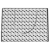 黒い光沢のあるハートかわいいロマンチックなパターン ラージペーパーバッグ (正面)