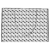 黒い光沢のあるハートかわいいロマンチックなパターン ラージペーパーバッグ (裏面)