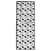 黒い光沢のあるハートかわいいロマンチックなパターン ワインギフトバッグ (正面)