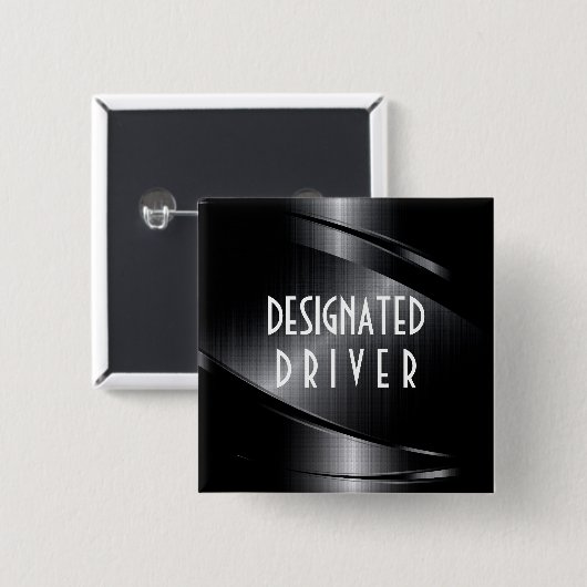 黒い光沢のある金属ブラシ仕上げアルミニウムの外観 缶バッジ (正面&裏面)