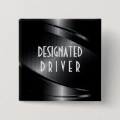 黒い光沢のある金属ブラシ仕上げアルミニウムの外観 缶バッジ (正面)