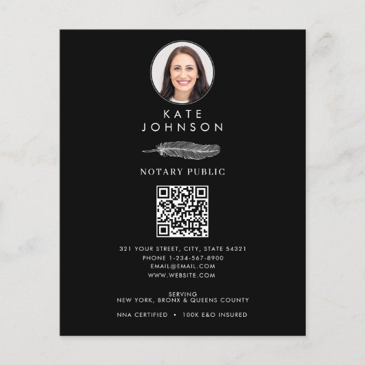 黒い公証人署名エージェントのQuillロゴの写真 チラシ (正面)