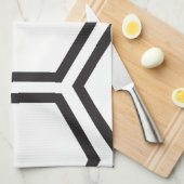 黒い六角形パターン キッチンタオル (四つ折り)