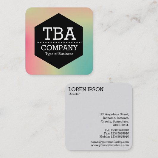黒い六角形 – ソフトグラディエント正方形ビジネスカー スクエア名刺 (正面/裏面)