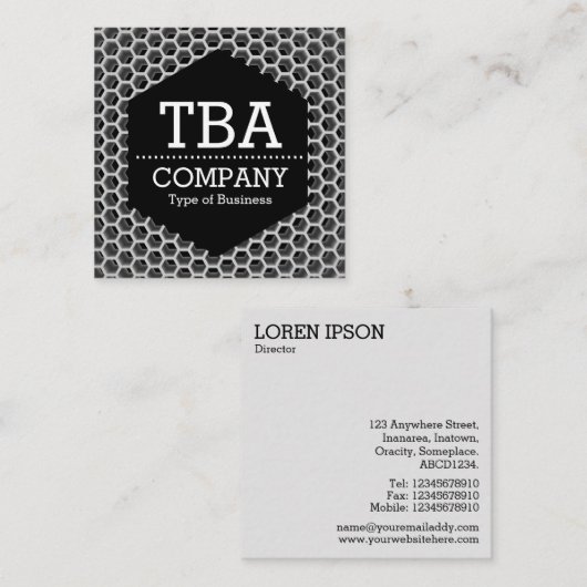 黒い六角形 – ハニカム スクエア名刺 (正面/裏面)