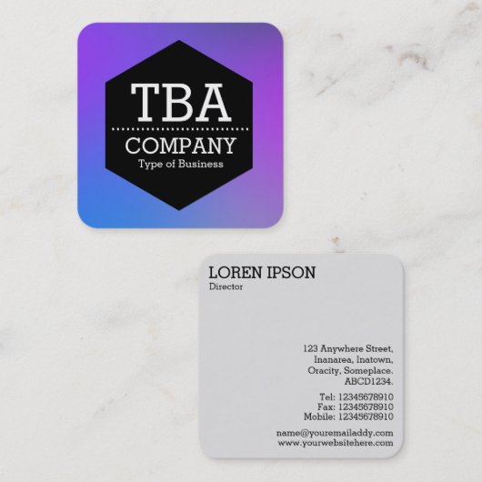 黒い六角 – ソフトグラデーション スクエア名刺 (正面/裏面)
