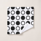 黒い円および水玉模様 バスタオルセット (ウォッシュタオル)