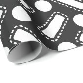 黒い円と正方形のラッピング紙 ラッピングペーパー (ロールコーナー)
