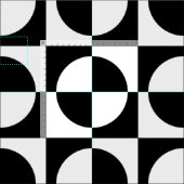 黒い円と正方形 ファブリック (タイル)