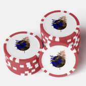 黒い円に青いシダ ポーカーチップ (積み重ね)