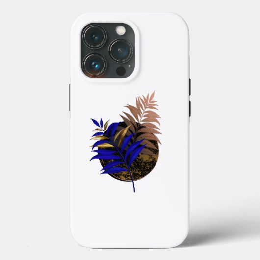 黒い円に青いシダ Case-Mate iPhoneケース (裏面)