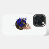 黒い円に青いシダ iPhoneケース (裏面横)