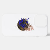 黒い円に青いシダ iPhoneケース (裏面横)