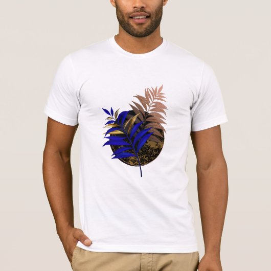 黒い円に青いシダ Tシャツ (正面)