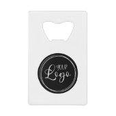 黒い円のビジネスロゴ クレジットカード栓抜き (正面)