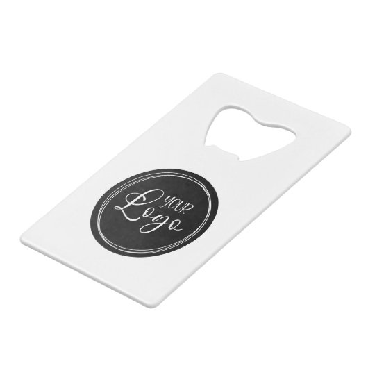 黒い円のビジネスロゴ クレジットカード栓抜き (正面アングル)