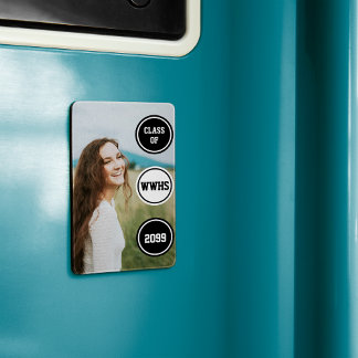 黒い円の写真を使った卒業発表カード マグネット