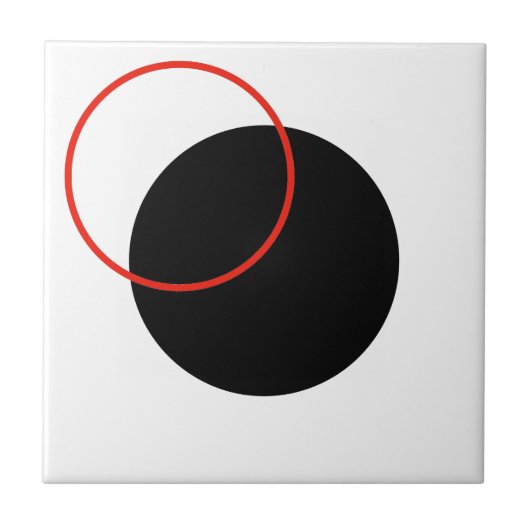 黒い円の赤い円の抽象芸術幾何学模様 タイル (正面)