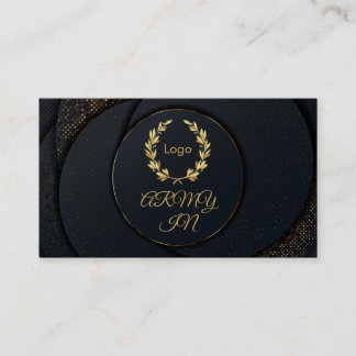 黒い円の金色の点 名刺