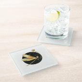 黒い円を描いたゴールデントンボ ガラスコースター (アングル)