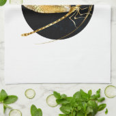 黒い円を描いたゴールデントンボ キッチンタオル (折り畳み)