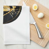 黒い円を描いたゴールデントンボ キッチンタオル (四つ折り)