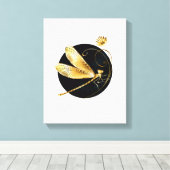 黒い円を描いたゴールデントンボ キャンバスプリント (インサイチュ (ウッドフロア))
