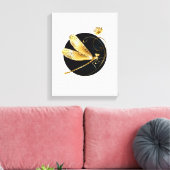 黒い円を描いたゴールデントンボ キャンバスプリント (インサイチュ (リビング))