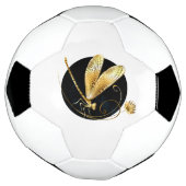 黒い円を描いたゴールデントンボ サッカーボール (回転)