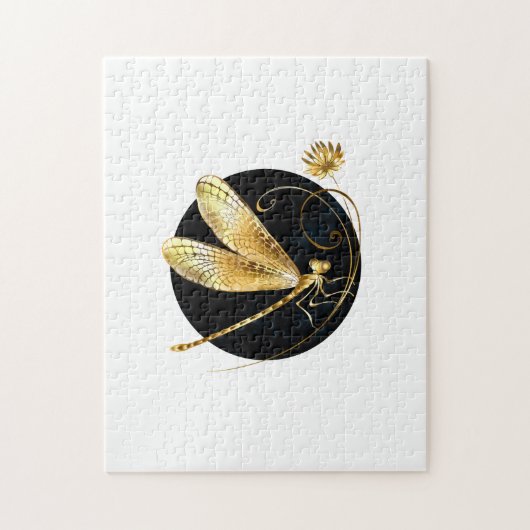 黒い円を描いたゴールデントンボ ジグソーパズル (縦)