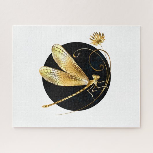 黒い円を描いたゴールデントンボ ジグソーパズル (横)