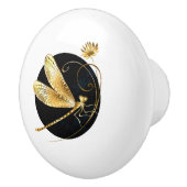 黒い円を描いたゴールデントンボ セラミックノブ (右)