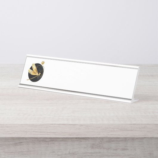 黒い円を描いたゴールデントンボ デスクネームプレート (正面)