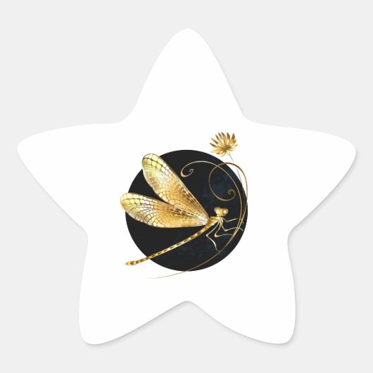 黒い円を描いたゴールデントンボ 星シール (正面)