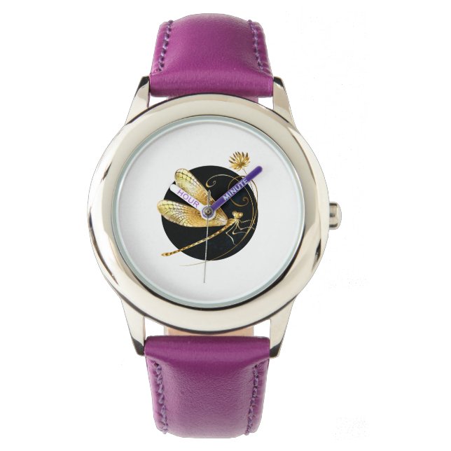 黒い円を描いたゴールデントンボ 腕時計 (正面)