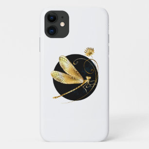 黒い円を描いたゴールデントンボ iPhone 11 ケース